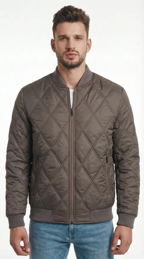 Erkek Kapitone Bomber Mont - Vizon